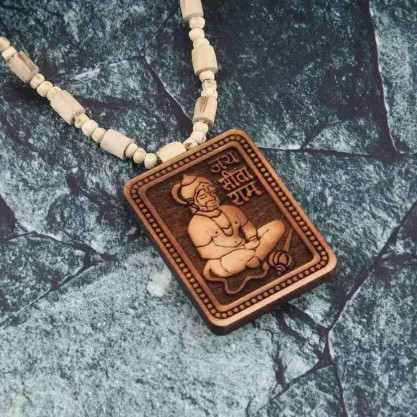 Tulsi Kanthi Mala for Men Wood Locket Set (Pack Of 1)