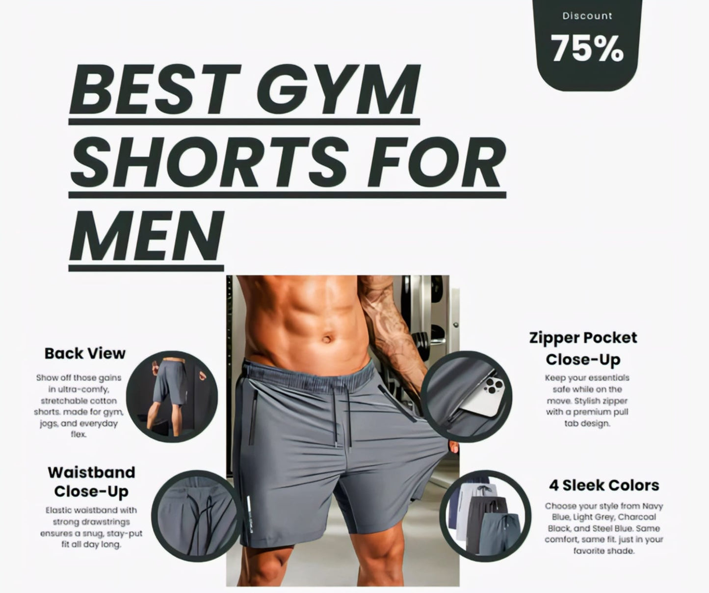 Men's Stretchable Cotton Shorts