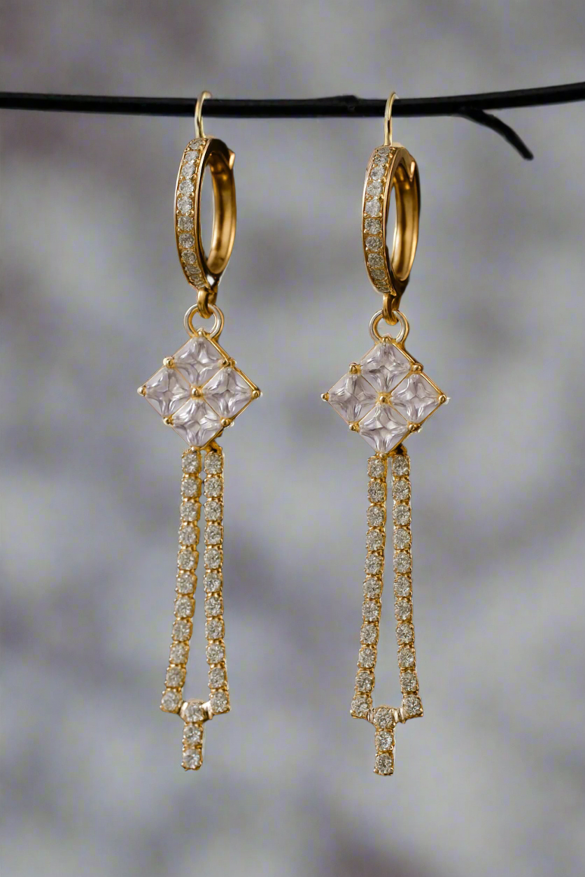 ✨ Crystal Cascade Drop Earrings