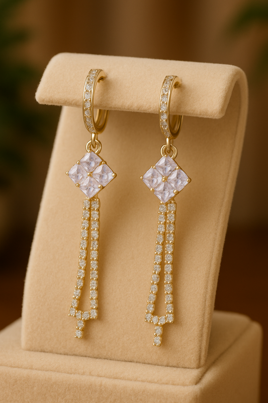 ✨ Crystal Cascade Drop Earrings