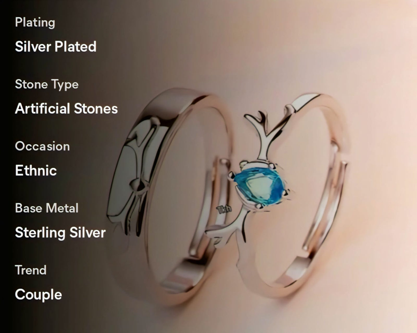 Adjustable couple Rings Set || Gifts For Couple .