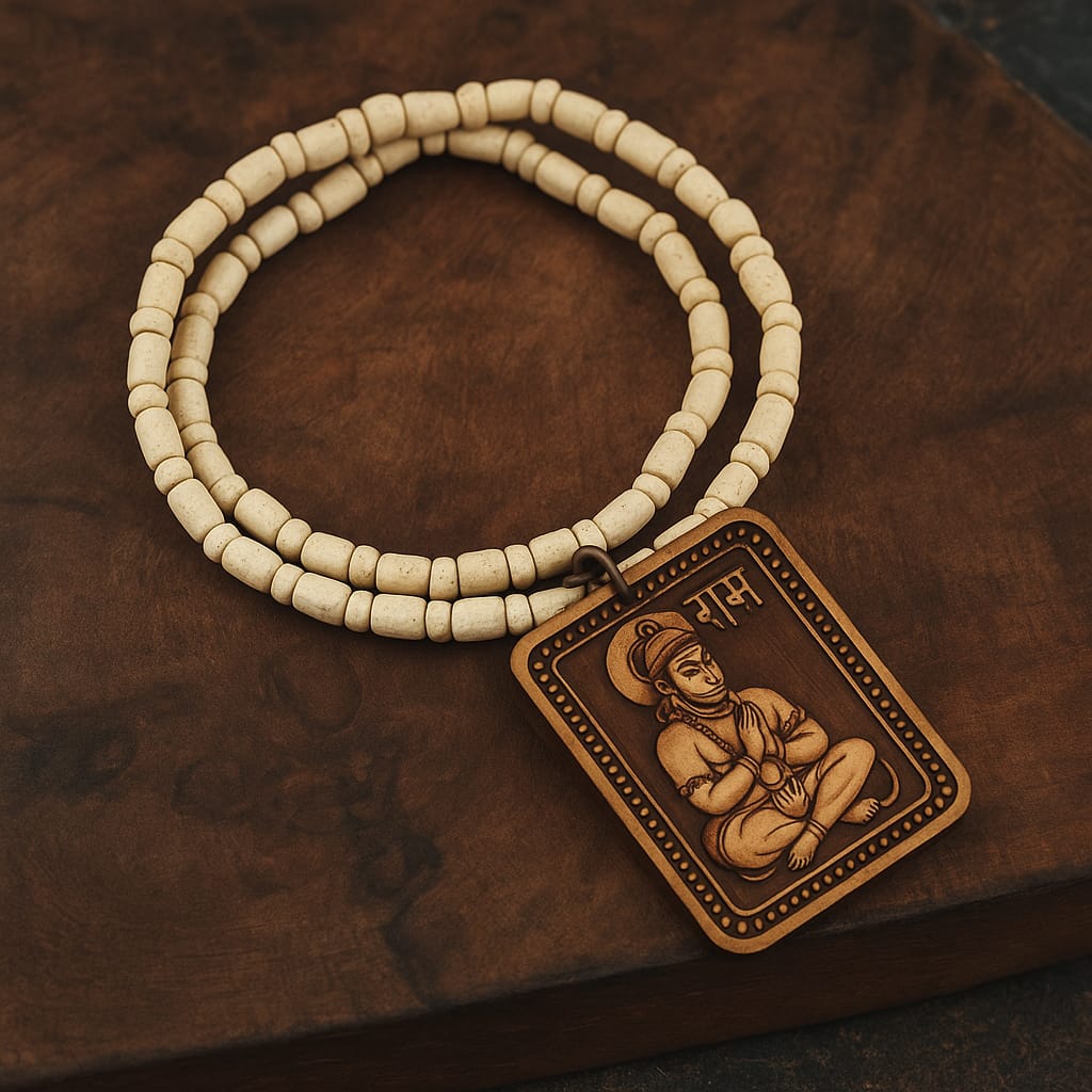 Tulsi Kanthi Mala for Men Wood Locket Set (Pack Of 1)