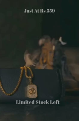 Gold Plated Om Diamond Pendant and Chain